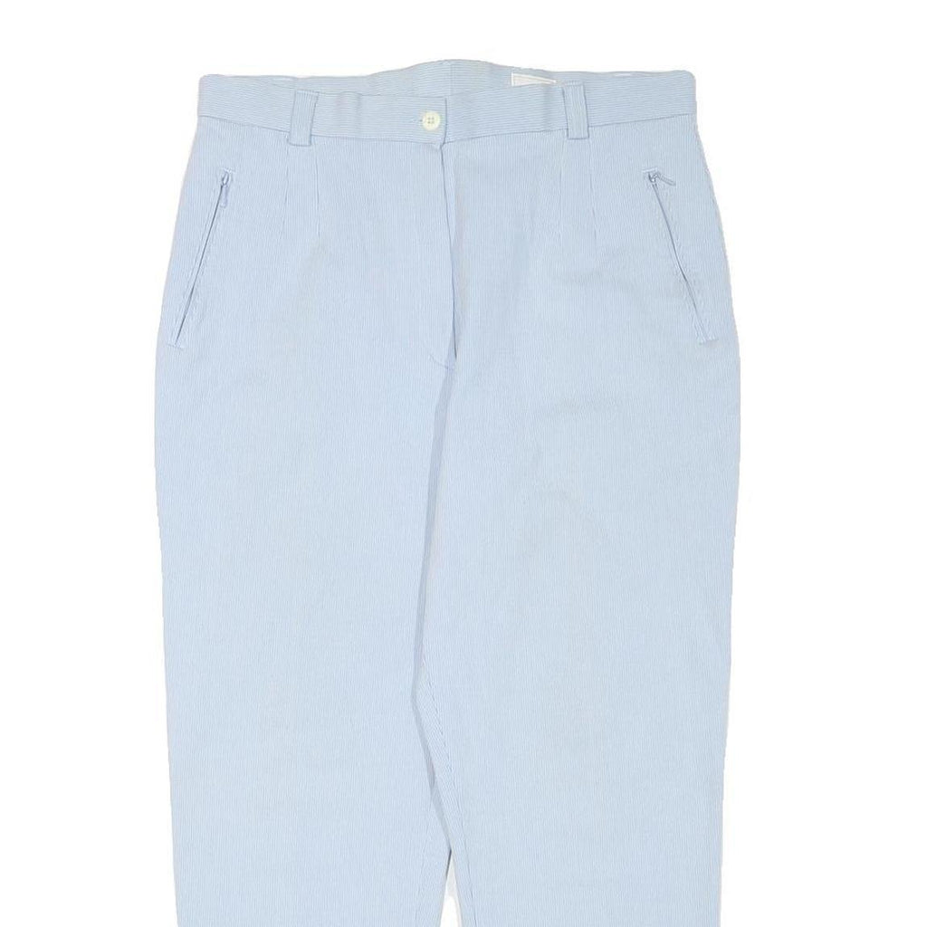 BRUNO SAINT HILARIE Womens Cotton Blend Blue Relaxed Tapered Trousers W31 L25