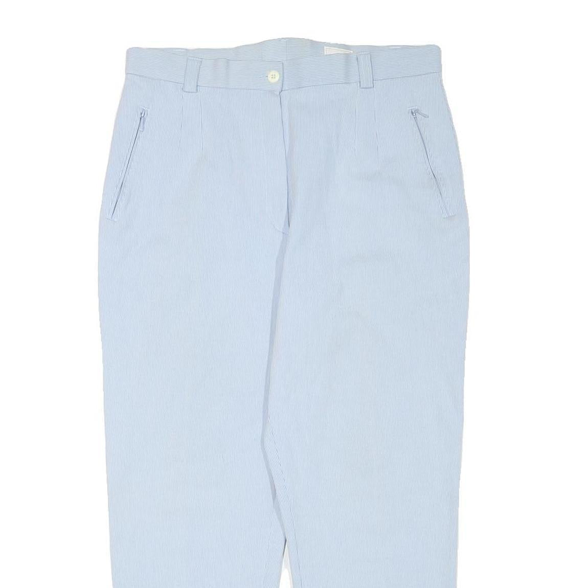 BRUNO SAINT HILARIE Womens Cotton Blend Blue Relaxed Tapered Trousers W31 L25