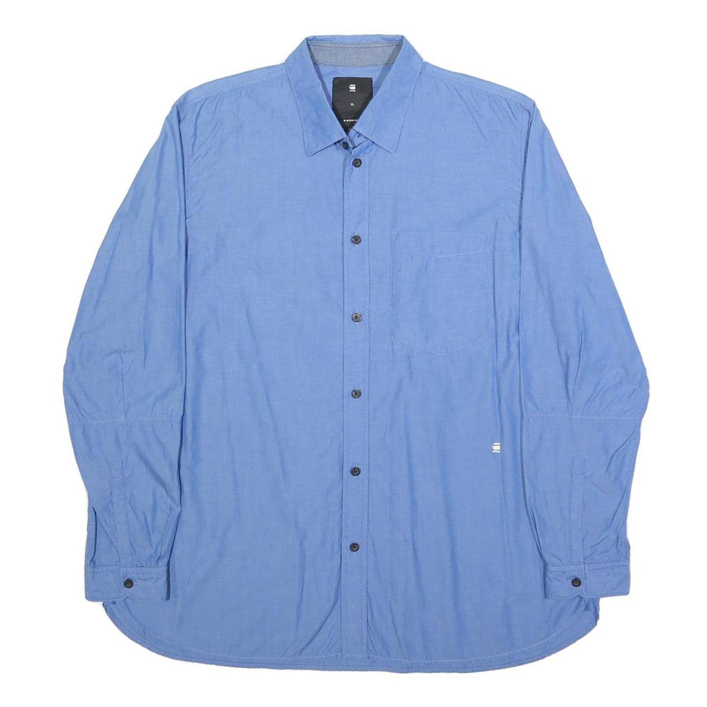 G-STAR Mens Blue XL Cotton Shirt Casual Long Sleeve Button Front
