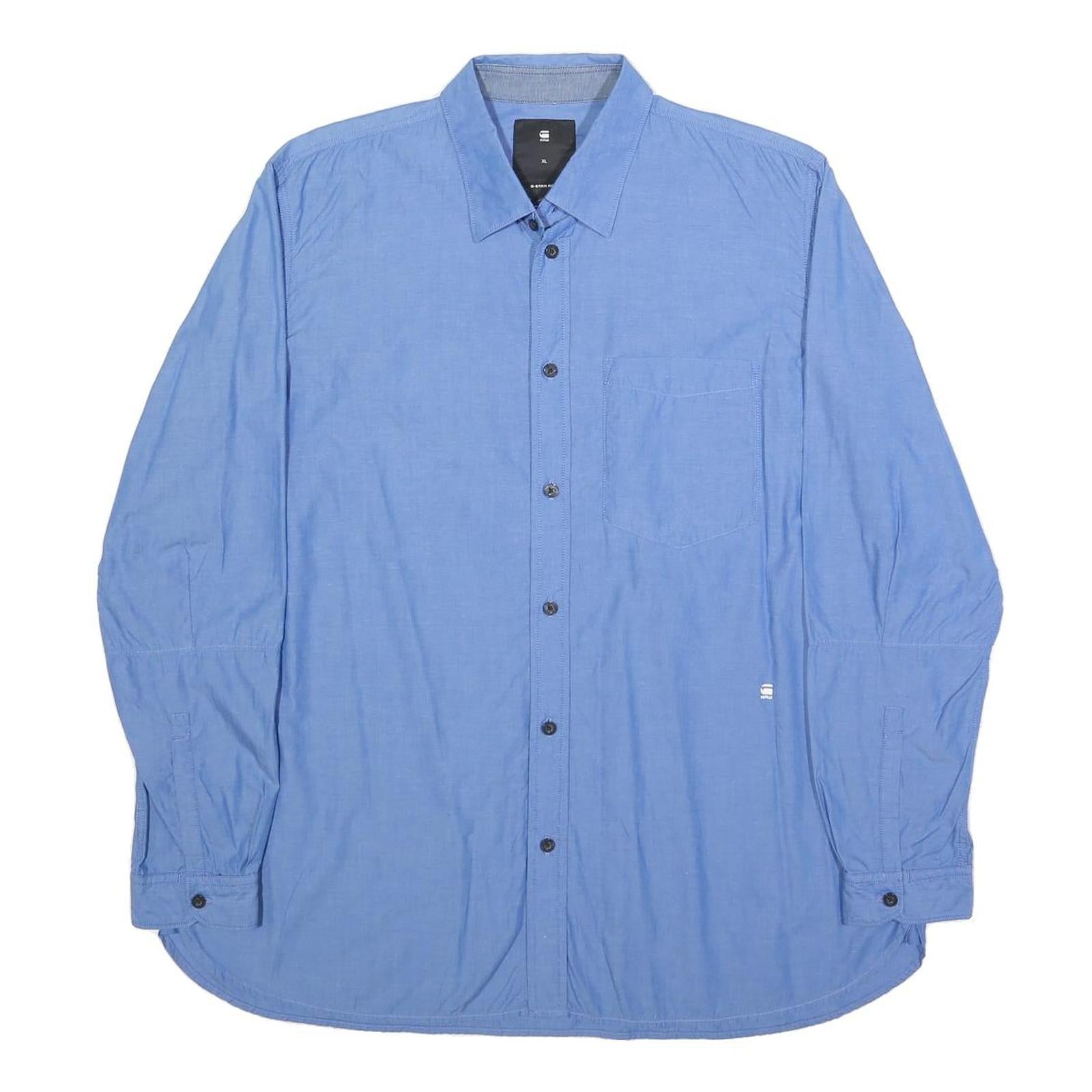 G-STAR Mens Blue XL Cotton Shirt Casual Long Sleeve Button Front