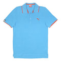 PUMA Mens Blue & Orange Short Sleeve Plain Polo Shirt M Cotton Casual Sportswear