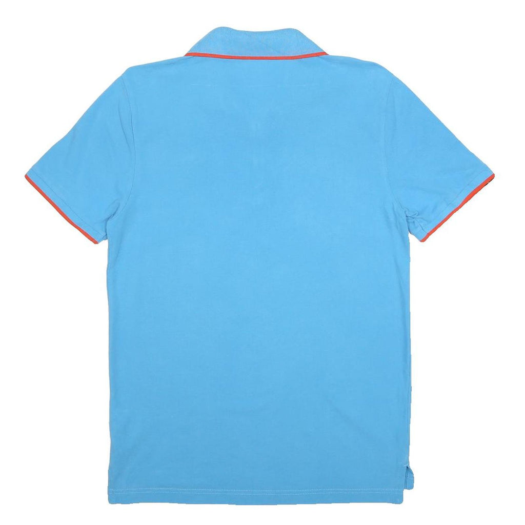 PUMA Mens Blue & Orange Short Sleeve Plain Polo Shirt M Cotton Casual Sportswear