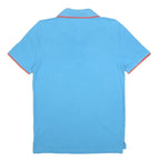 PUMA Mens Blue & Orange Short Sleeve Plain Polo Shirt M Cotton Casual Sportswear