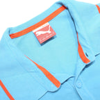 PUMA Mens Blue & Orange Short Sleeve Plain Polo Shirt M Cotton Casual Sportswear