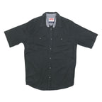 WRANGLER Mens Black & Grey Cotton Blend Short Sleeve Shirt S Casual Lightweight