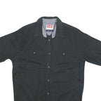WRANGLER Mens Black & Grey Cotton Blend Short Sleeve Shirt S Casual Lightweight