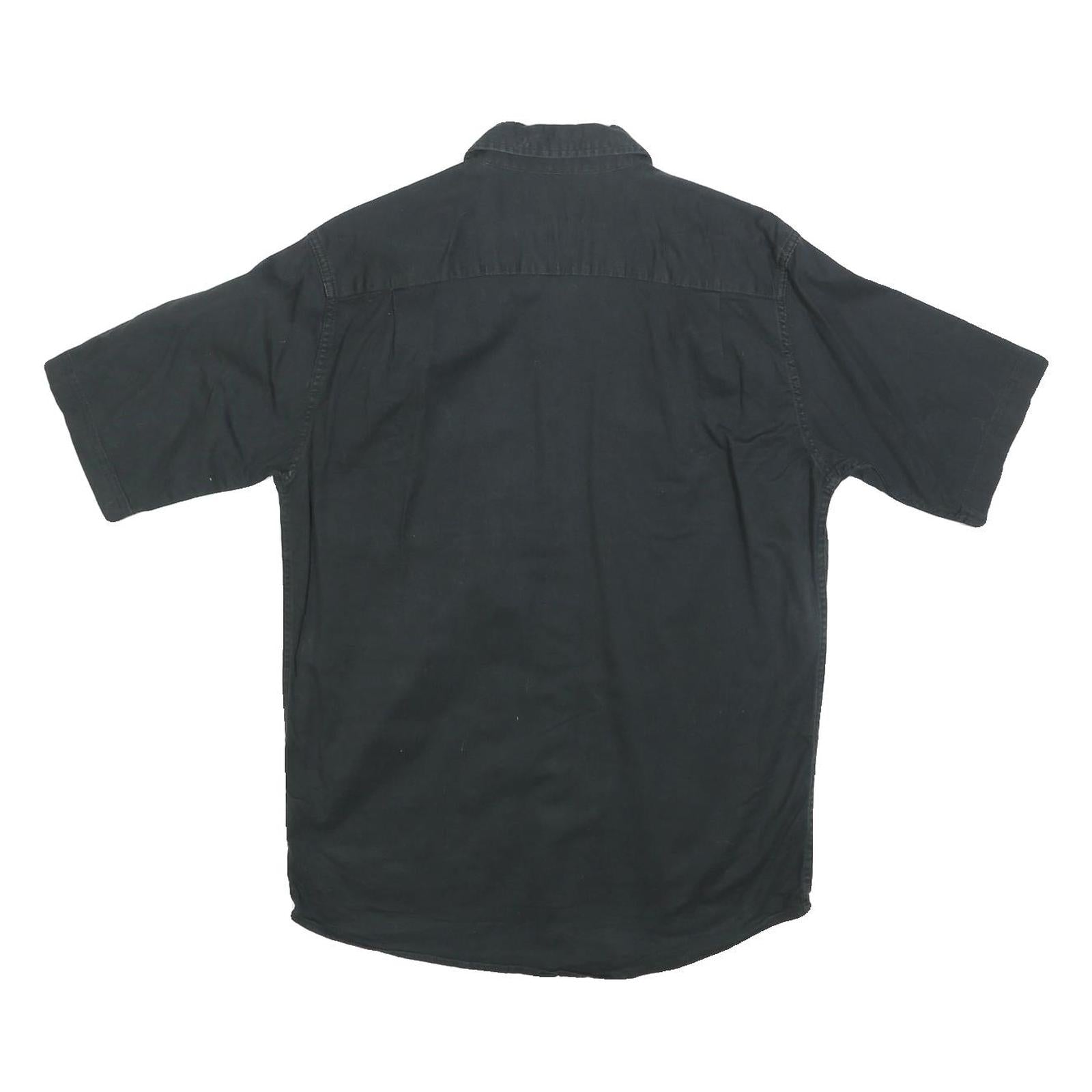 WRANGLER Mens Black & Grey Cotton Blend Short Sleeve Shirt S Casual Lightweight