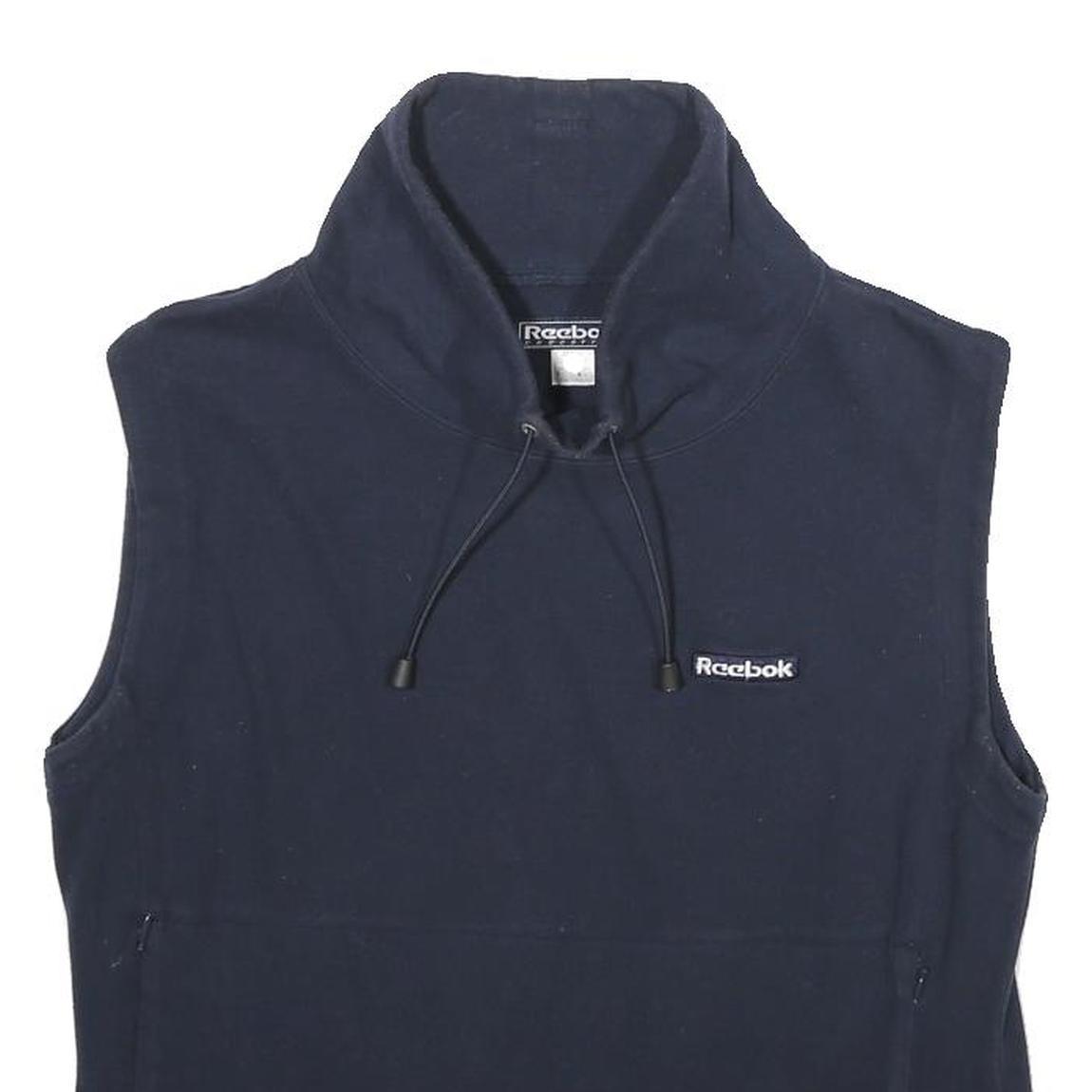 REEBOK Womens Navy Blue Sleeveless High Neck Sweatshirt UK 16 Sports Casual