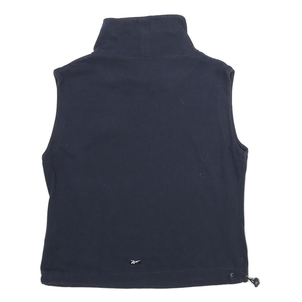 REEBOK Womens Navy Blue Sleeveless High Neck Sweatshirt UK 16 Sports Casual