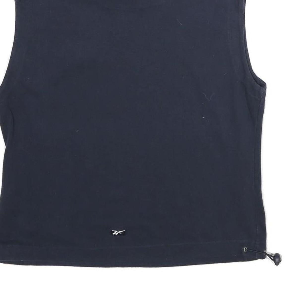REEBOK Womens Navy Blue Sleeveless High Neck Sweatshirt UK 16 Sports Casual
