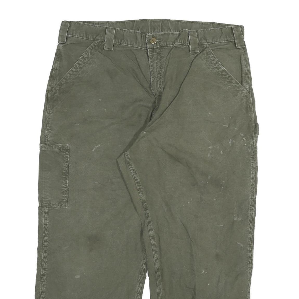 CARHARTT Mens Cotton Blend Green Relaxed Straight Trousers W40 L26 Workwear