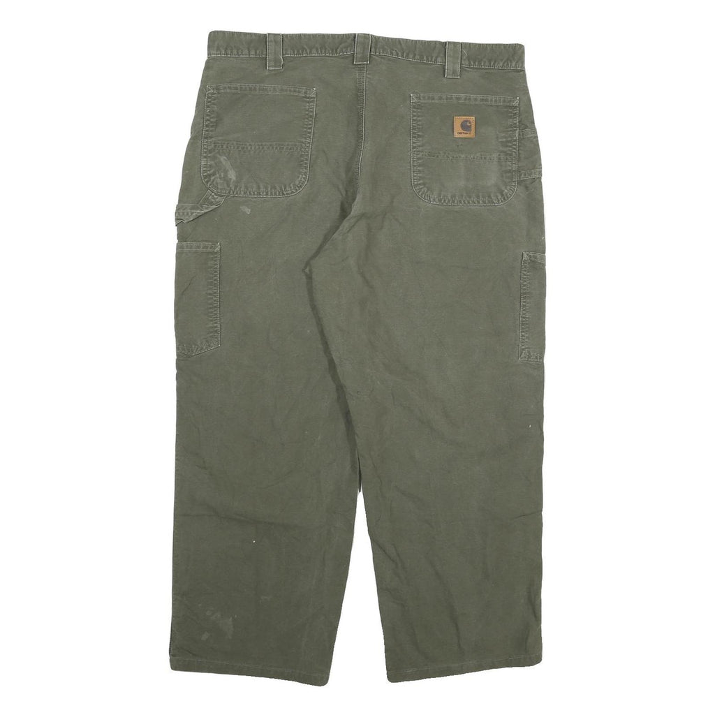 CARHARTT Mens Cotton Blend Green Relaxed Straight Trousers W40 L26 Workwear