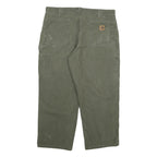 CARHARTT Mens Cotton Blend Green Relaxed Straight Trousers W40 L26 Workwear
