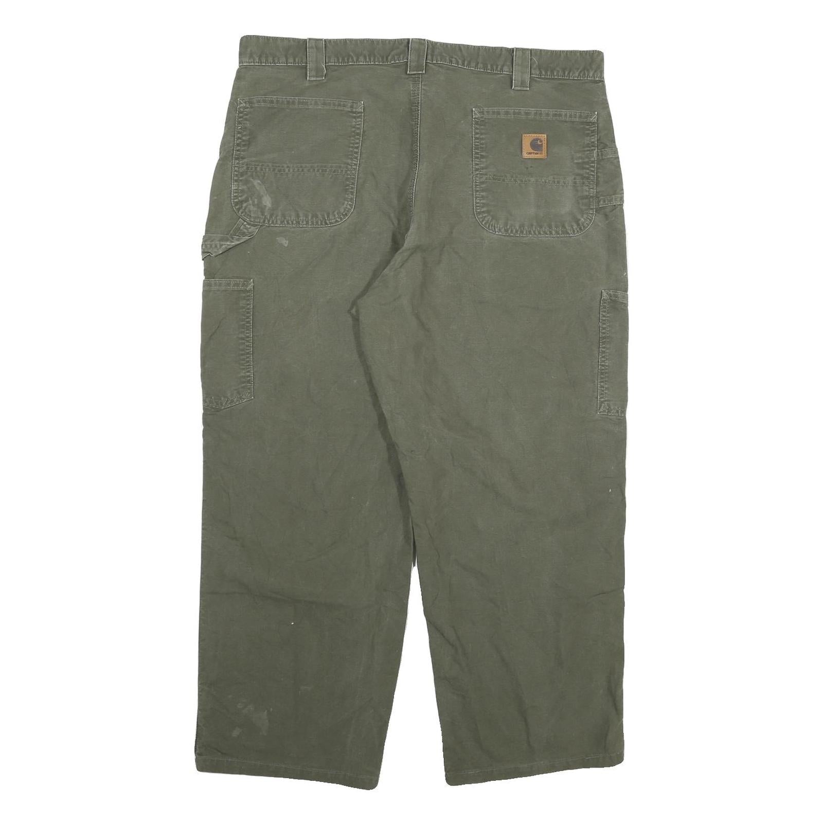 CARHARTT Mens Cotton Blend Green Relaxed Straight Trousers W40 L26 Workwear