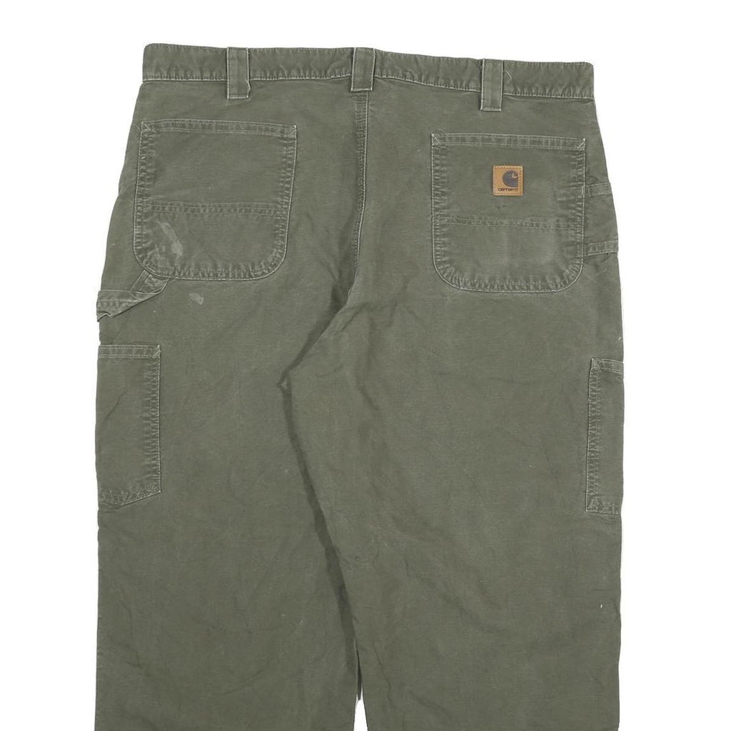 CARHARTT Mens Cotton Blend Green Relaxed Straight Trousers W40 L26 Workwear