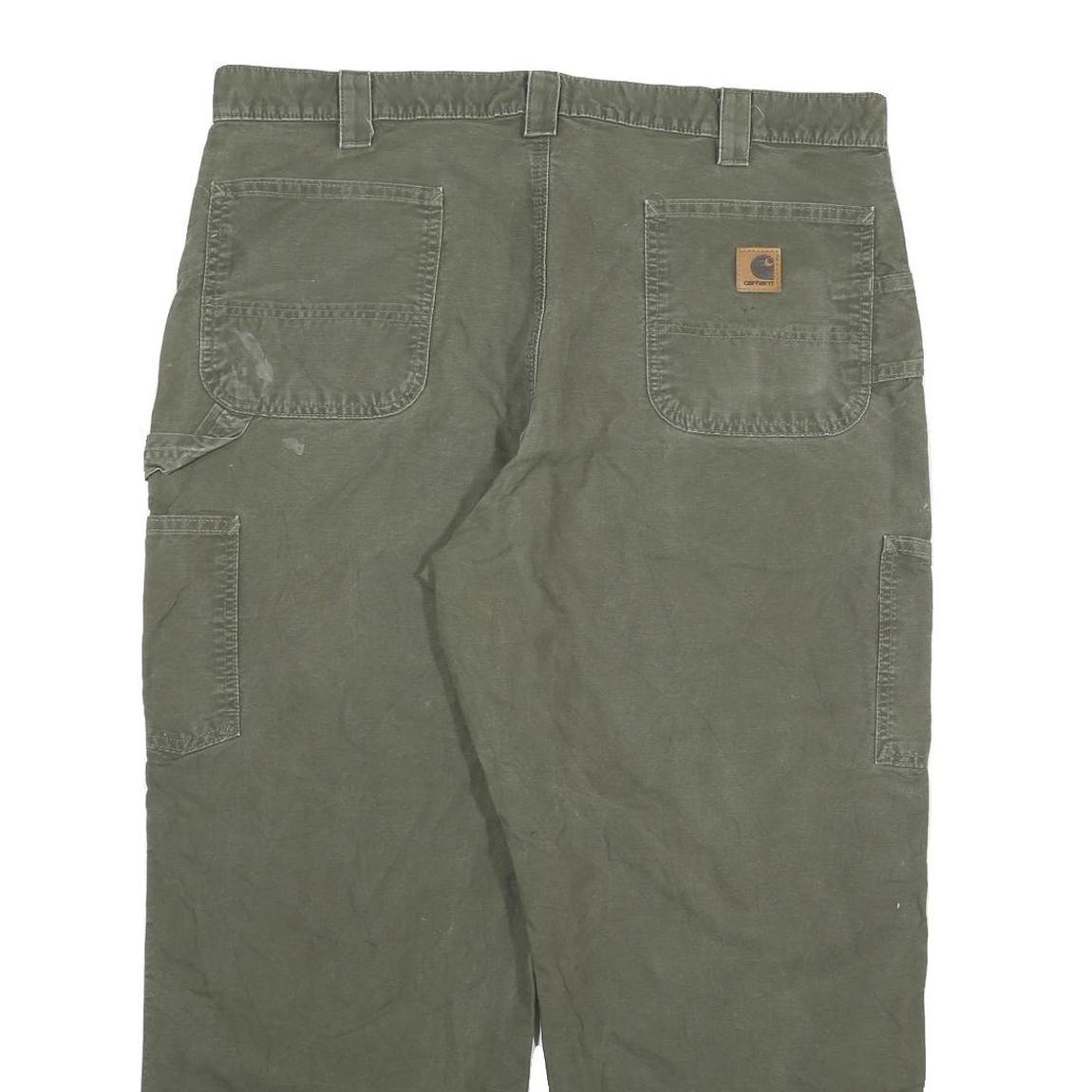 CARHARTT Mens Cotton Blend Green Relaxed Straight Trousers W40 L26 Workwear