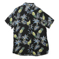 Mens Black & Yellow Pineapple Print Casual Shirt L Cotton Blend Short Sleeve