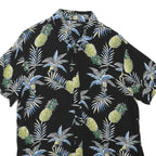 Mens Black & Yellow Pineapple Print Casual Shirt L Cotton Blend Short Sleeve