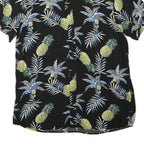 Mens Black & Yellow Pineapple Print Casual Shirt L Cotton Blend Short Sleeve