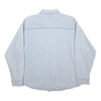 LEE Womens Blue Cotton Button Down Shirt L Embroidered Logo Casual Top