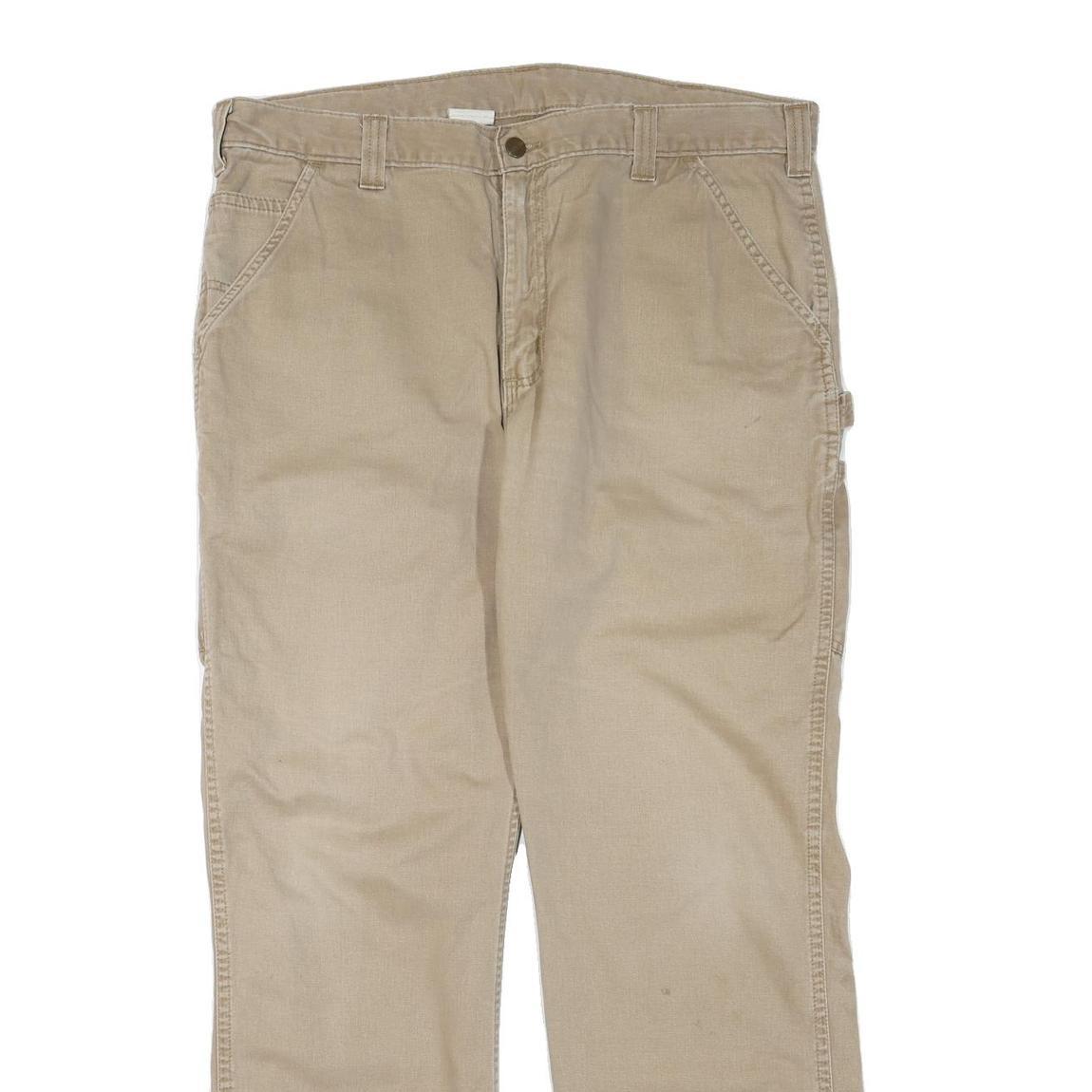 CARHARTT Mens Cotton Blend Beige Regular Straight Trousers W38 L31 Workwear