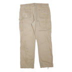 CARHARTT Mens Cotton Blend Beige Regular Straight Trousers W38 L31 Workwear