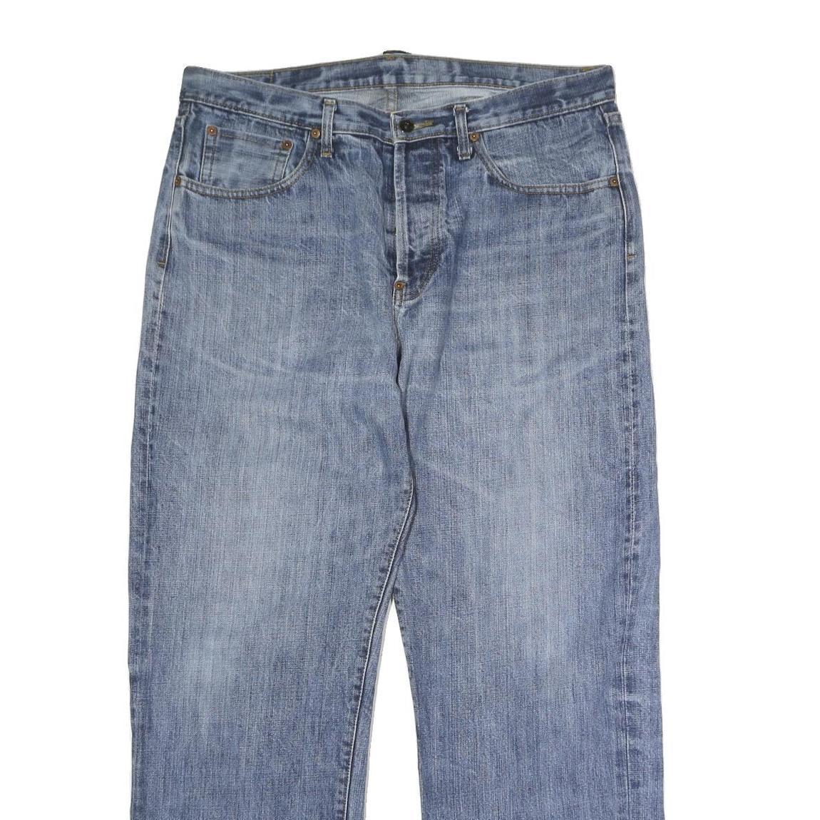 Mens Regular Fit Light Blue Denim Cotton Jeans W38 L39 Classic Zip Closure