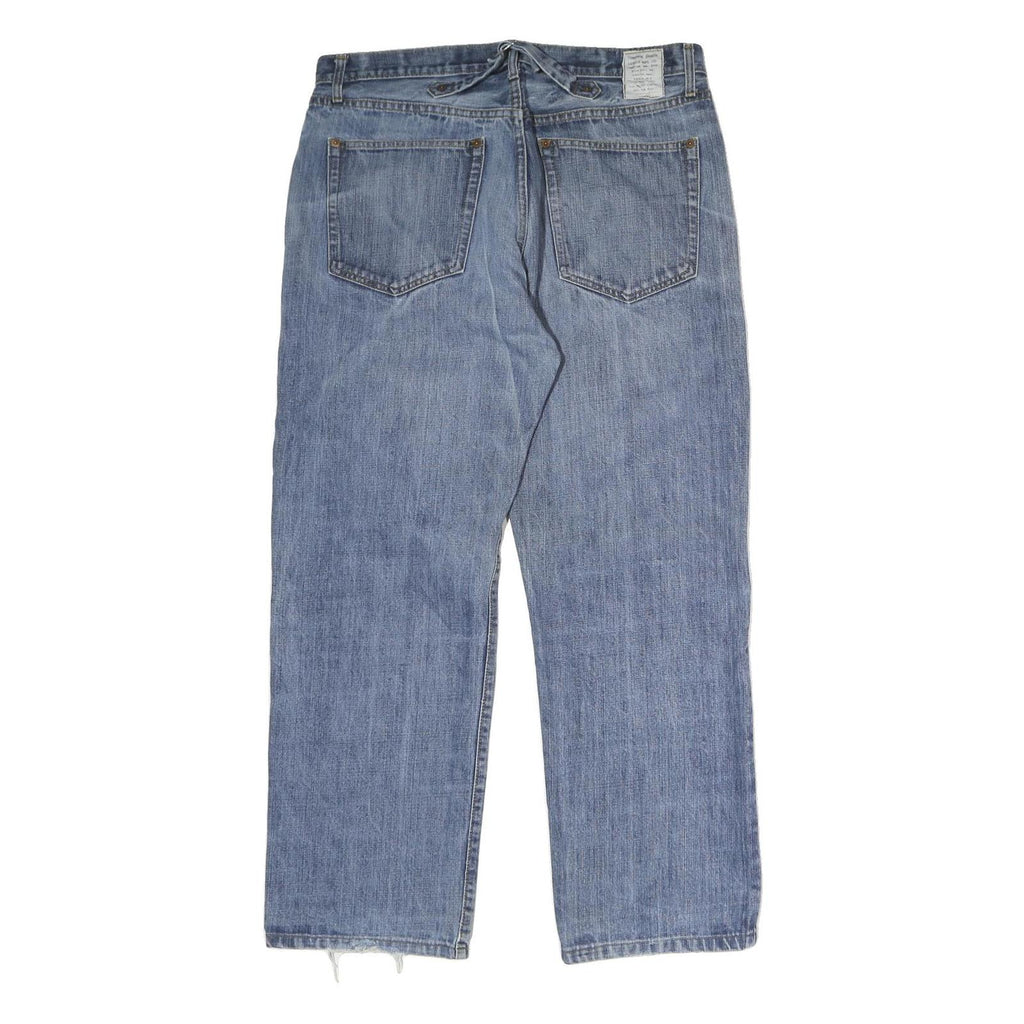 Mens Regular Fit Light Blue Denim Cotton Jeans W38 L39 Classic Zip Closure