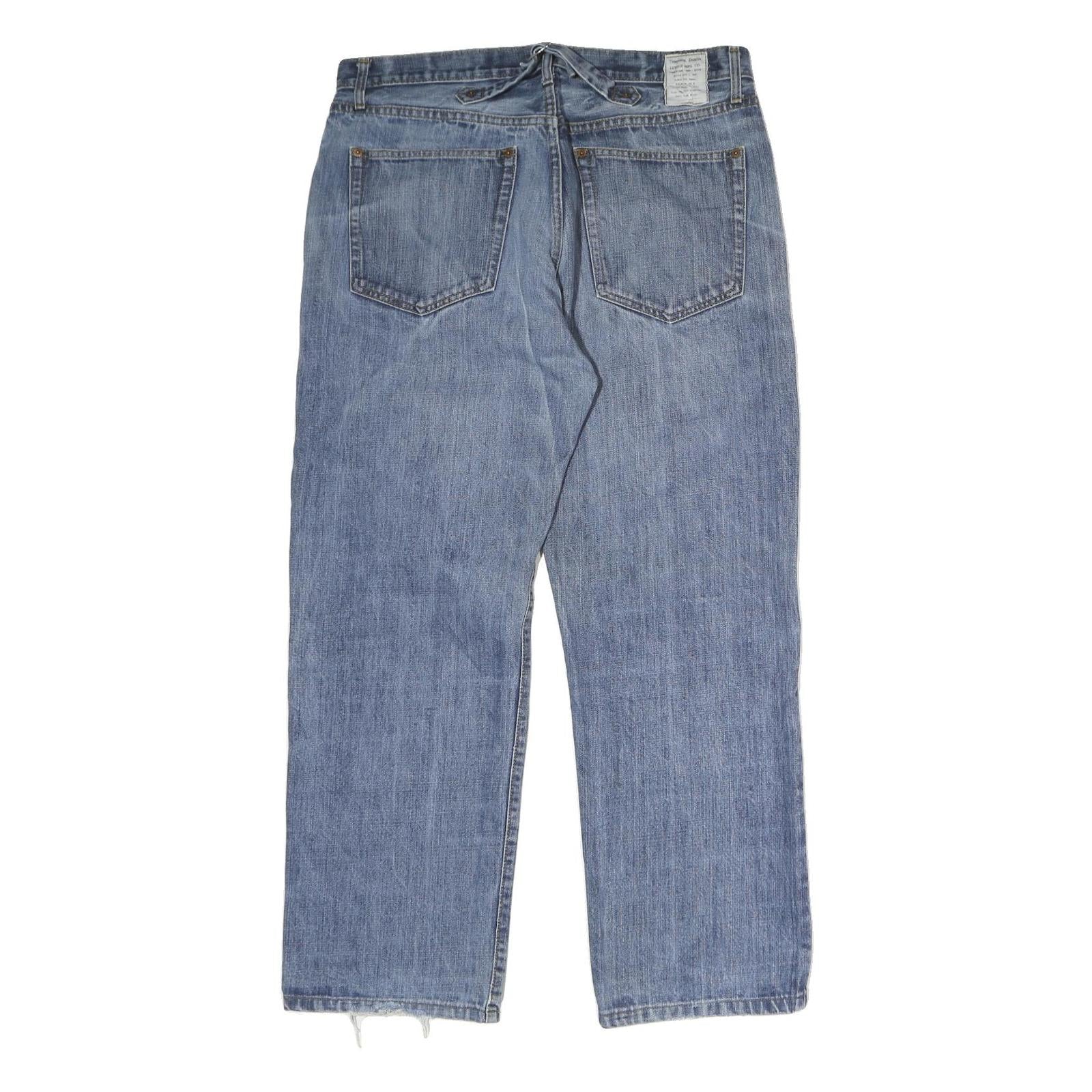 Mens Regular Fit Light Blue Denim Cotton Jeans W38 L39 Classic Zip Closure