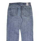 Mens Regular Fit Light Blue Denim Cotton Jeans W38 L39 Classic Zip Closure