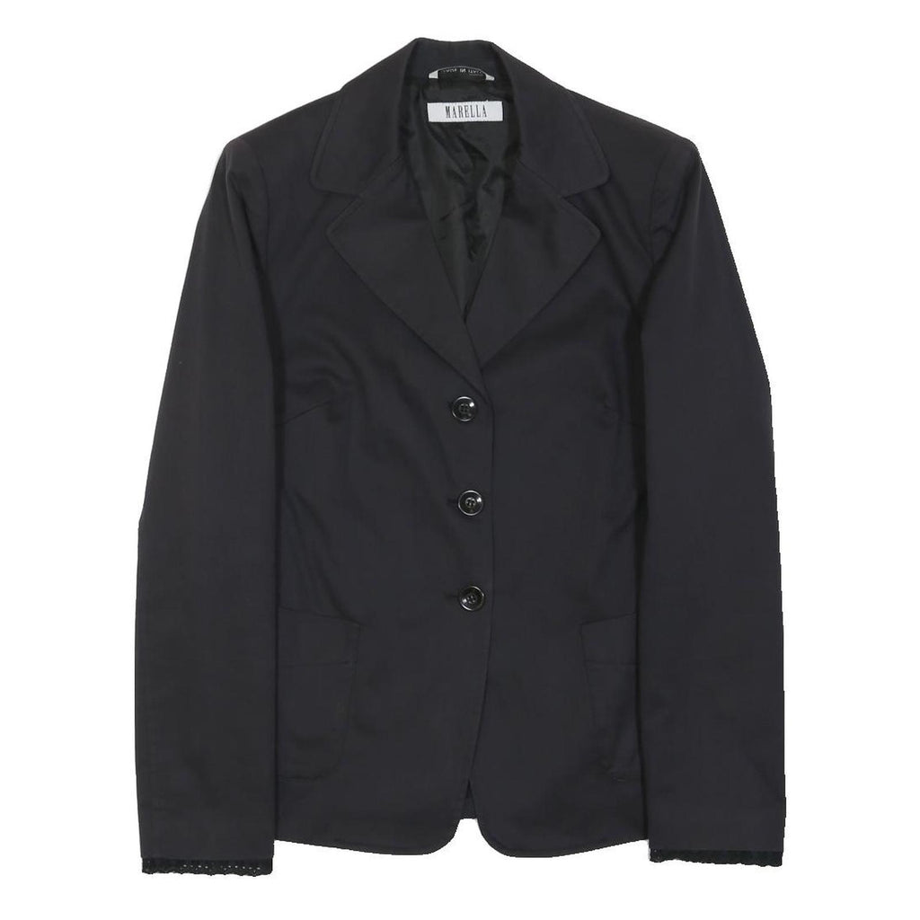 MARELLA Womens Black Jacket M Cotton Blend Classic Button Closure Plain