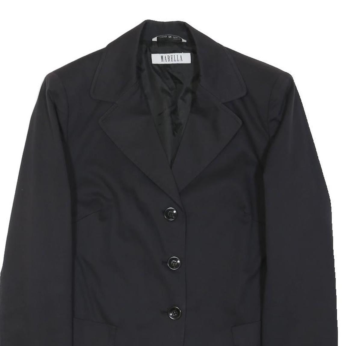 MARELLA Womens Black Jacket M Cotton Blend Classic Button Closure Plain