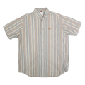 CARHARTT Mens Blue Beige Striped Cotton Blend Shirt XL Button-Down Casual Summer