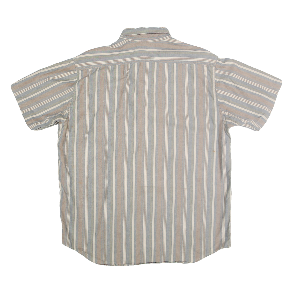 CARHARTT Mens Blue Beige Striped Cotton Blend Shirt XL Button-Down Casual Summer