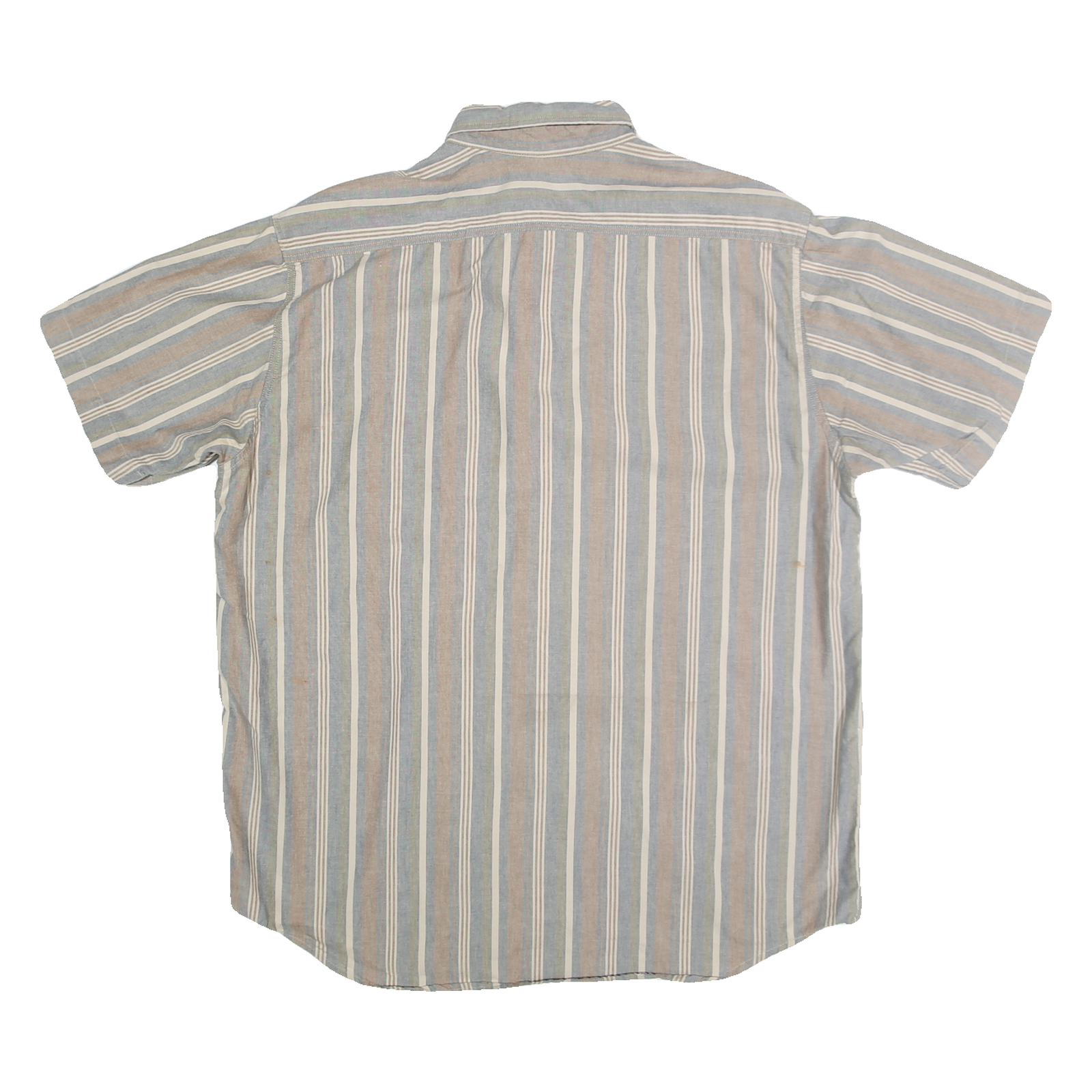CARHARTT Mens Blue Beige Striped Cotton Blend Shirt XL Button-Down Casual Summer