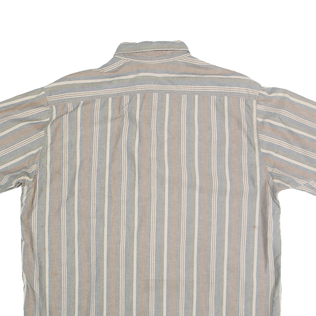 CARHARTT Mens Blue Beige Striped Cotton Blend Shirt XL Button-Down Casual Summer