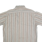 CARHARTT Mens Blue Beige Striped Cotton Blend Shirt XL Button-Down Casual Summer