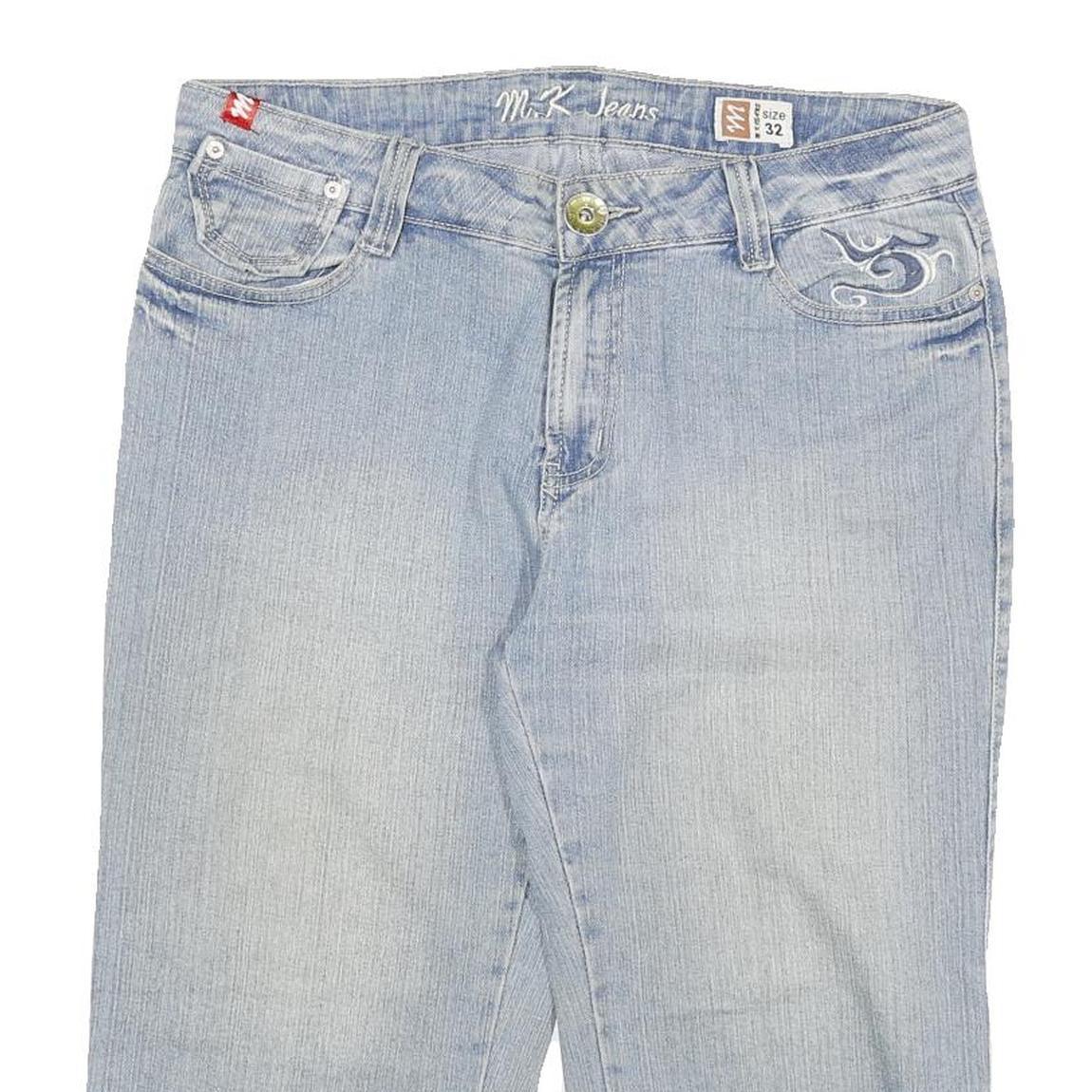 M K JEANS Womens Denim Blue Casual Cotton Blend Shorts XL W32 Embroidered