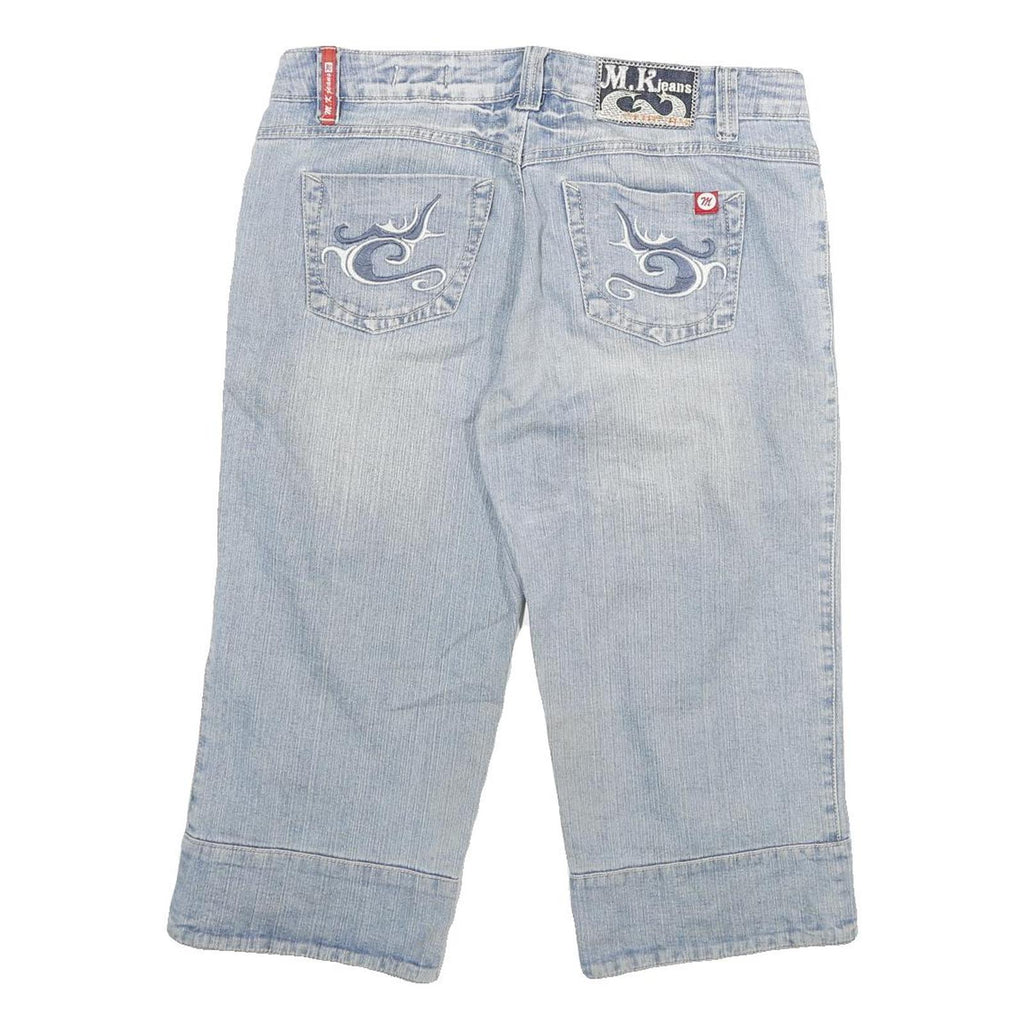 M K JEANS Womens Denim Blue Casual Cotton Blend Shorts XL W32 Embroidered