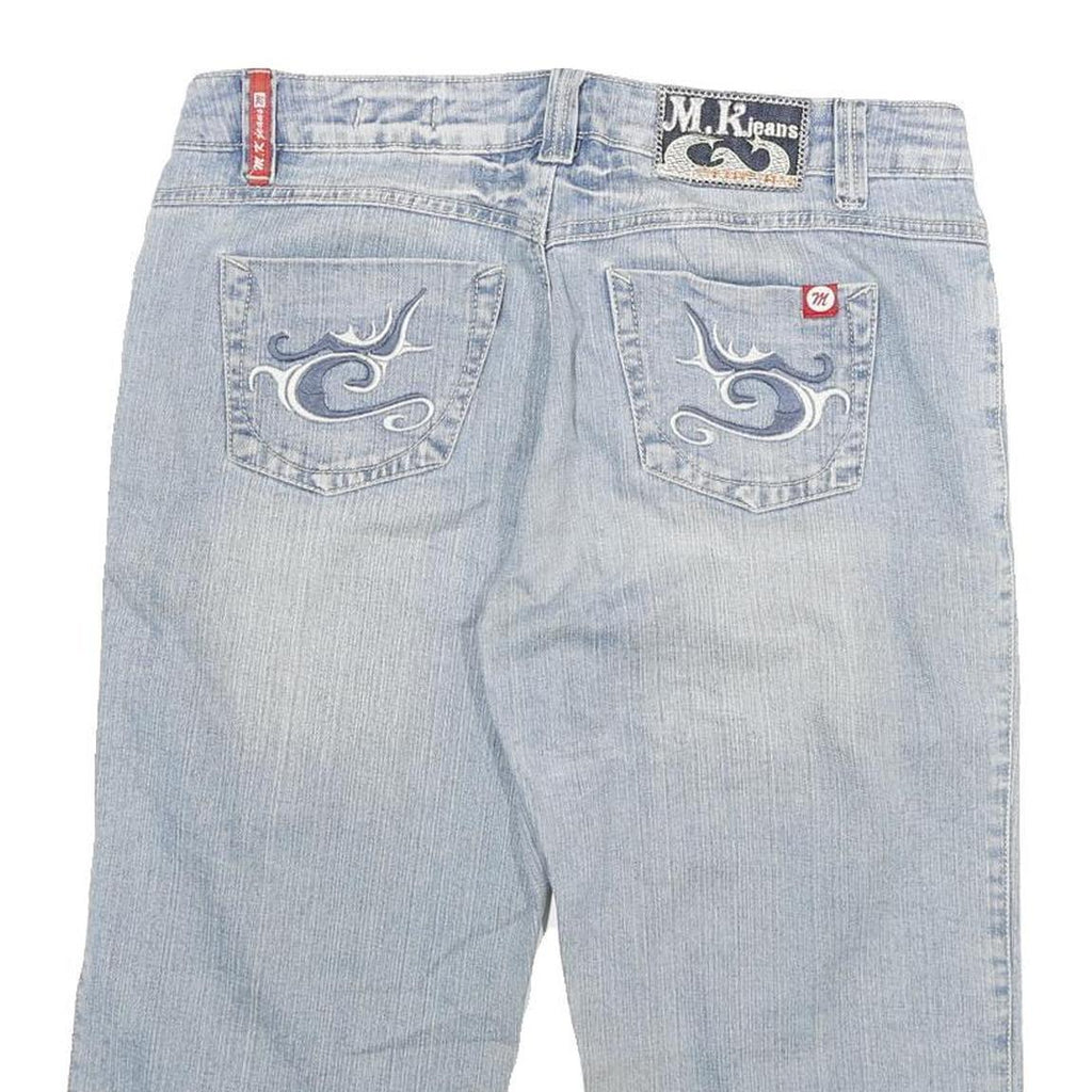 M K JEANS Womens Denim Blue Casual Cotton Blend Shorts XL W32 Embroidered