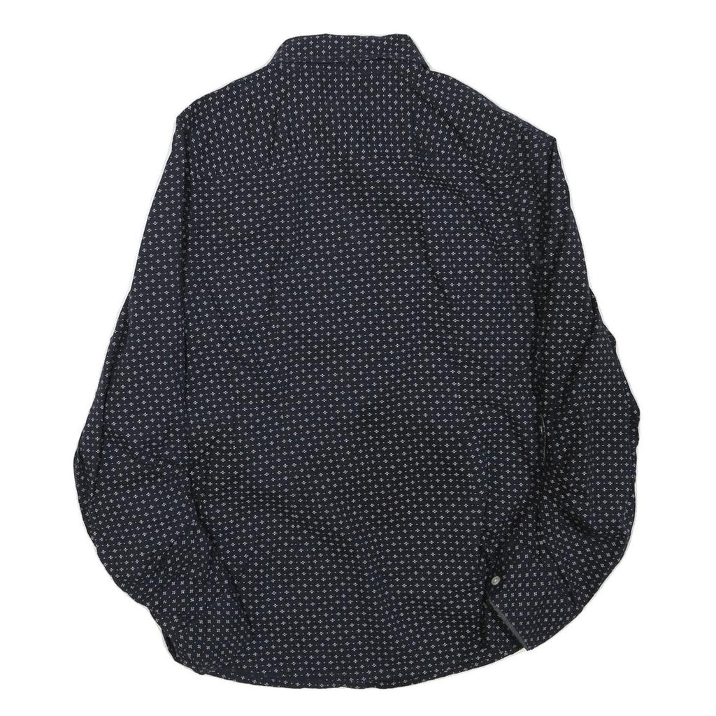 TOMMY HILFIGER Womens Blue & White Printed Shirt S Button Front Casual