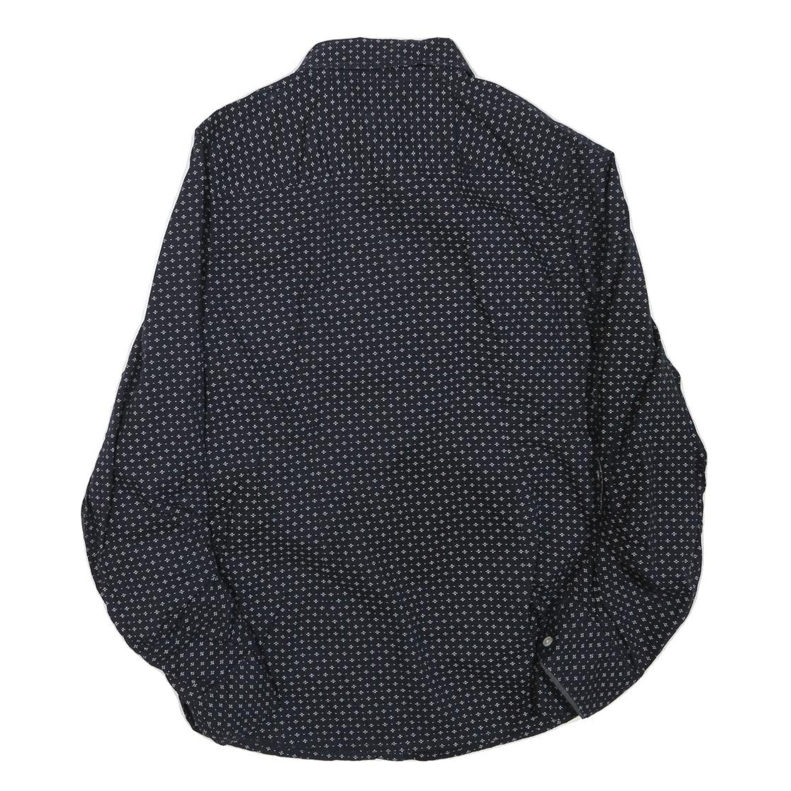 TOMMY HILFIGER Womens Blue & White Printed Shirt S Button Front Casual