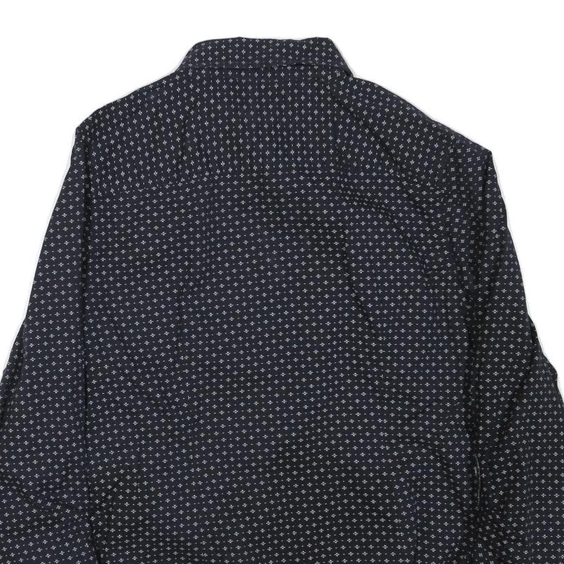 TOMMY HILFIGER Womens Blue & White Printed Shirt S Button Front Casual