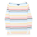 TOMMY HILFIGER Womens White & Multi Stripe Pattern Plain Crew Neck Basic Knit