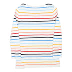 TOMMY HILFIGER Womens White & Multi Stripe Pattern Plain Crew Neck Basic Knit