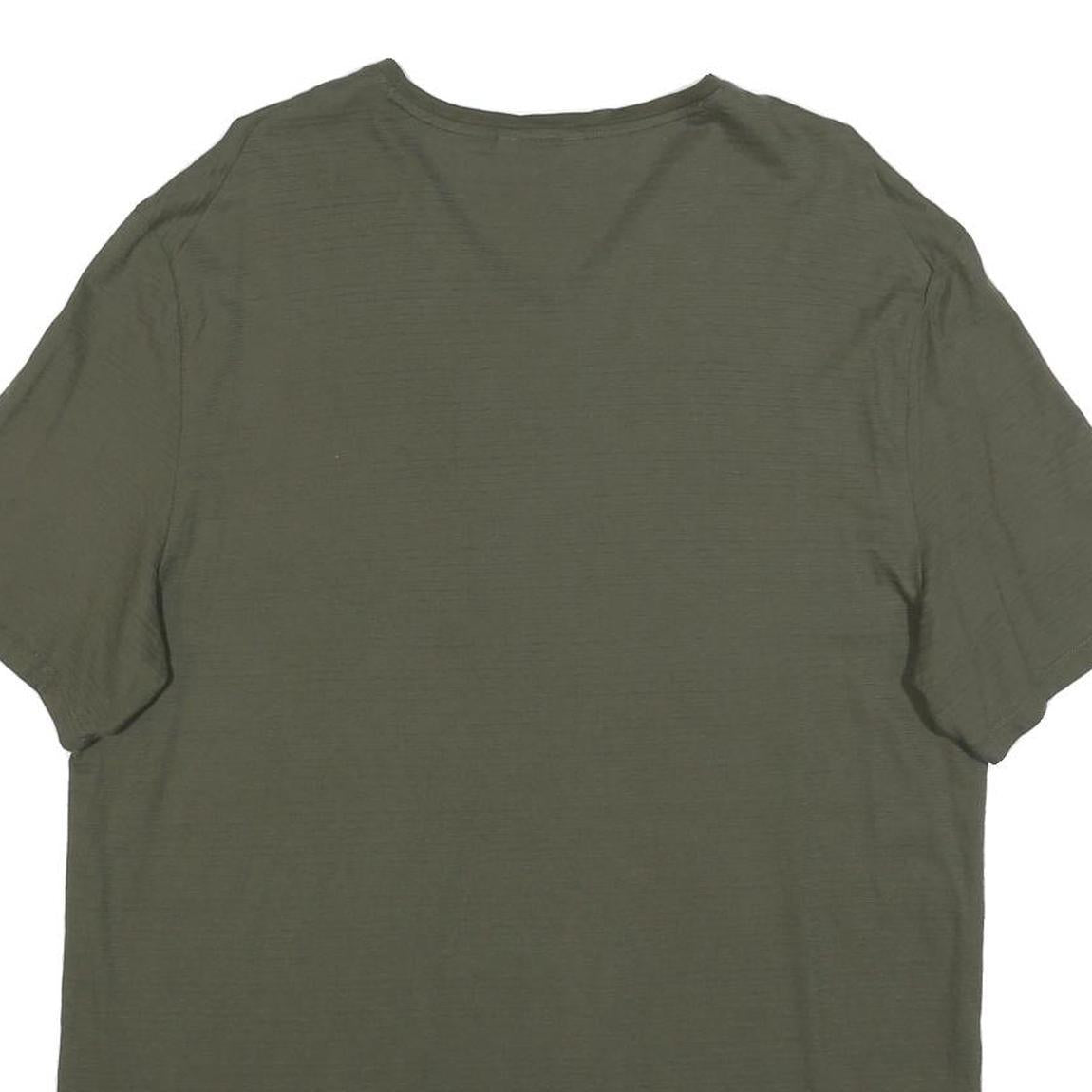 CALVIN KLEIN Mens Green V-Neck Short Sleeve Cotton Blend Top L Casual