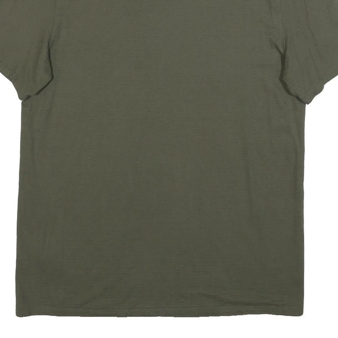 CALVIN KLEIN Mens Green V-Neck Short Sleeve Cotton Blend Top L Casual