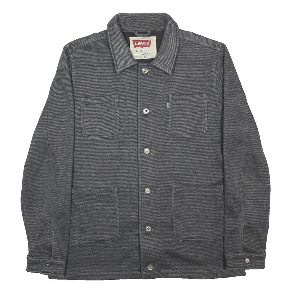 LEVI'S Mens Grey Button Jacket XL Cotton Blend Plain Casual Utility Outerwear