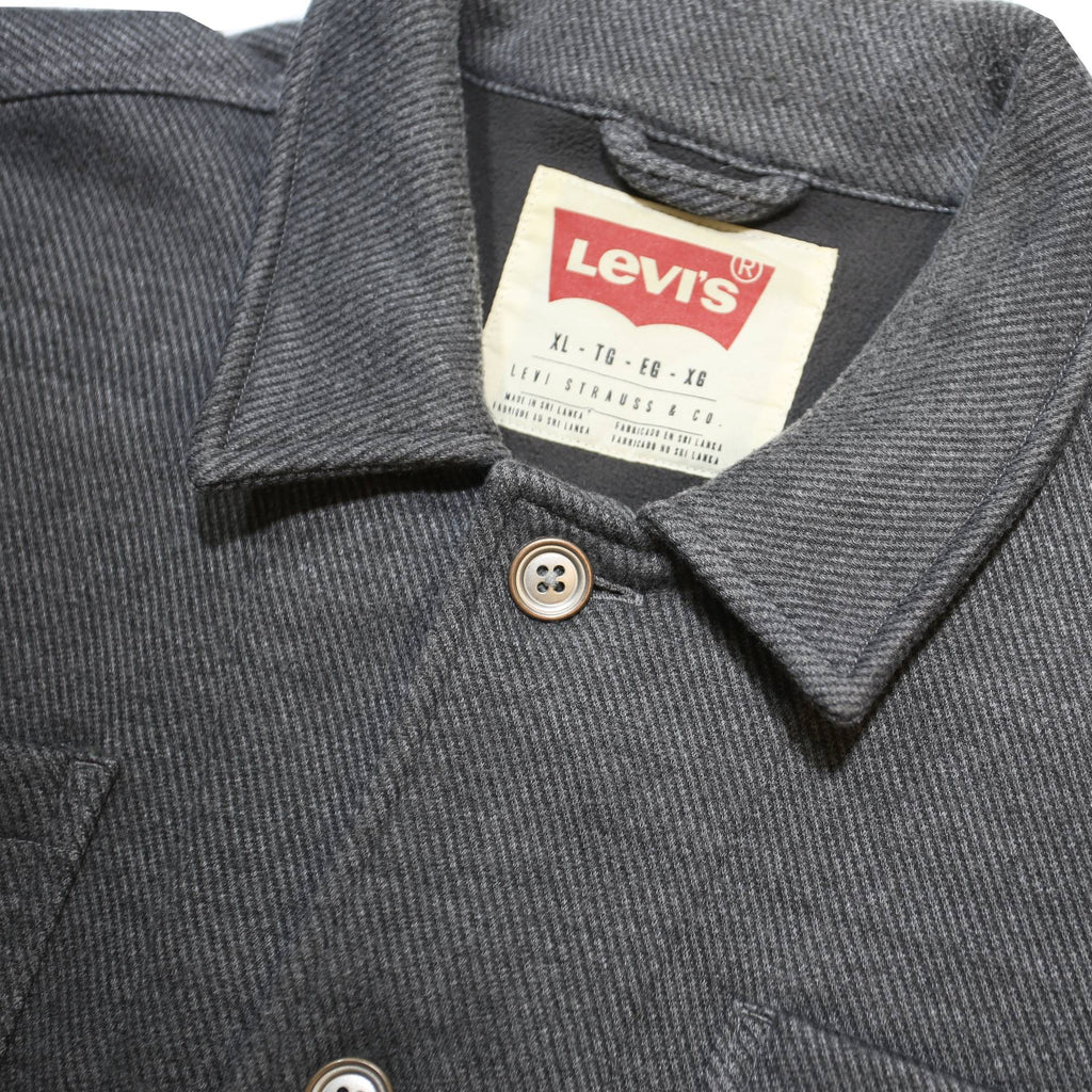 LEVI'S Mens Grey Button Jacket XL Cotton Blend Plain Casual Utility Outerwear