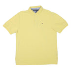 TOMMY HILFIGER Mens Yellow Short Sleeve Plain Polo Shirt XL Cotton Blend Classic